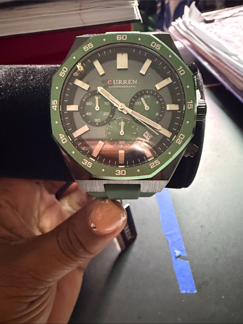 Green Men's Chronograph Swim Watch